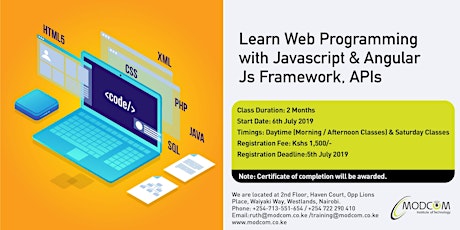 Image principale de Web Programming with JavaScript & Angular JS Framework, APIs