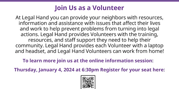 Volunteer Information Session-Legal Hand Call-In Center serving East Harlem