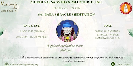 Imagem principal do evento Shirdi Sai Baba Miracle Meditation @ Sai Baba Temple, Camberwell