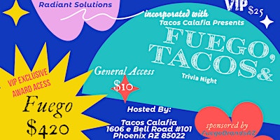 Imagem principal do evento "Fuego, Tacos and Trivia Night"