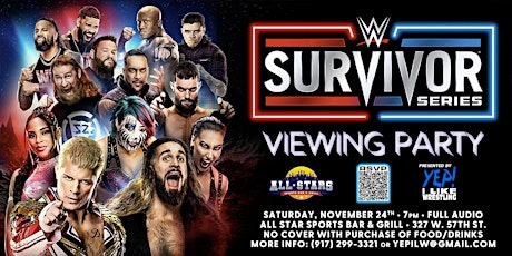 Primaire afbeelding van WWE Survivor Series Viewing Party, presented by YEP! I Like Wrestling