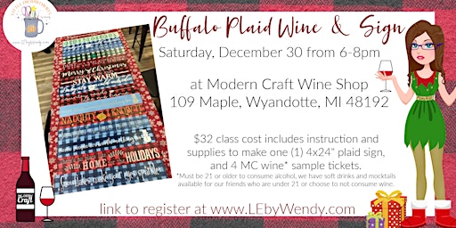Plaid Sign Painting Class - Saturday, December 30 from 6-8pm primary image
