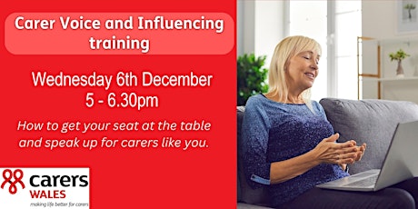 Carer Voice and Influencing training for carers Wednesday 6th December primary image