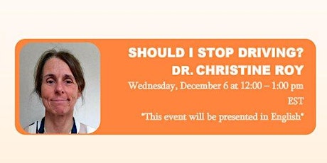 Imagen principal de Shoud I stop driving? by Dr. Christine Roy