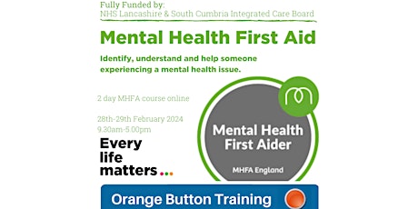 Imagen principal de MHFA (Mental Health First Aid) - Online (for South Cumbria and Lancs only)
