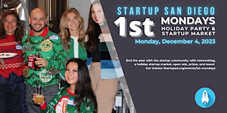 Image principale de StartupSD 1st Mondays - Startup Market & Holiday Celebration