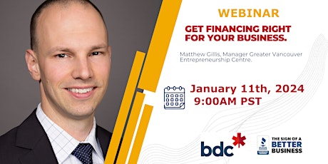 Primaire afbeelding van Get Financing Right for your Business  Webinar with BDC