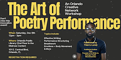 Orlando Creative Network: Poetry Performance Workshop for Artists primary image