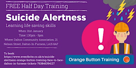 Imagen principal de Suicide Alertness: Orange Button Training - Face to Face Dalton-In-Furness