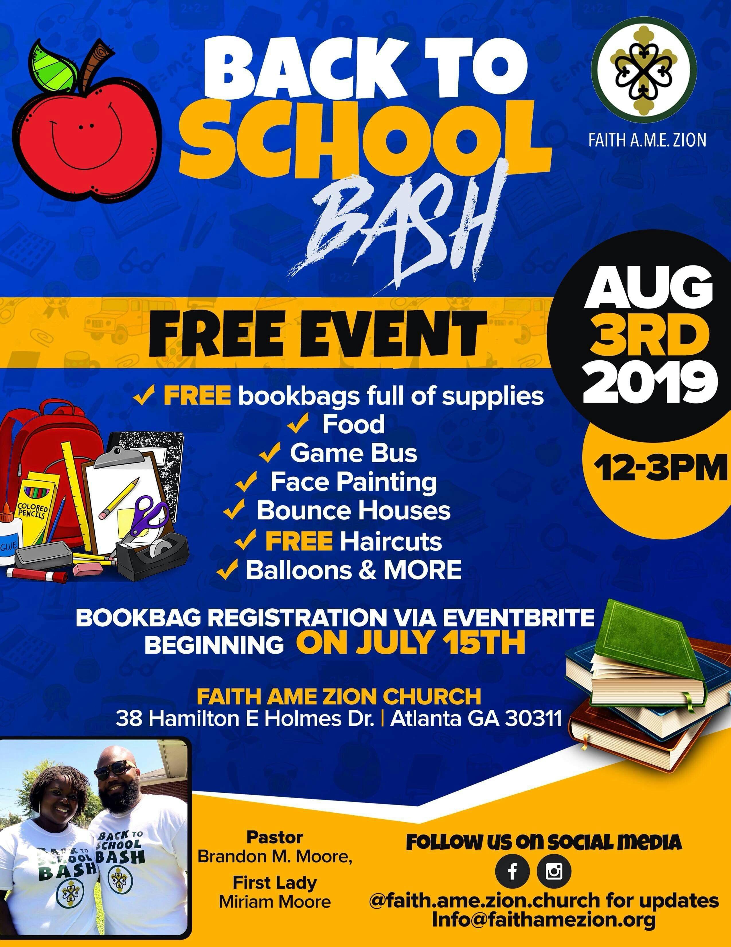 Faith A.M.E. Zion Church 2nd Annual Back to School Bash