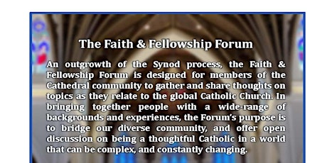 The Faith and Fellowship Forum at the Cathedral of the Holy Cross primary image