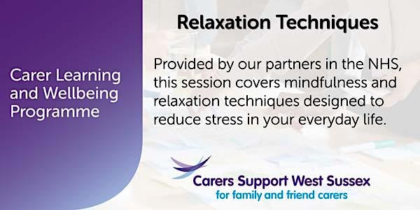***CANCELLED***Carer Workshop:  Relaxation Techniques - Worthing