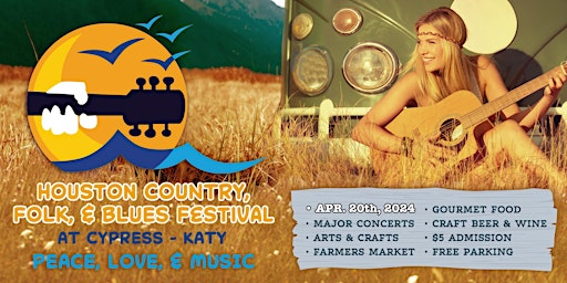 Primaire afbeelding van Houston Country, Folk & Blues Festival at Cypress- Katy, April 20, 2024