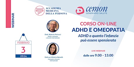 Immagine principale di WEBINAR - ADHD e OMEOPATIA - ROBERTO PETRUCCI e VIKTÓRIA NÉMETH 