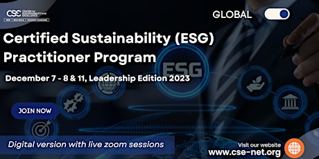 Imagem principal do evento Certified Sustainability (ESG)Practitioner Program, Leadership Edition 2023