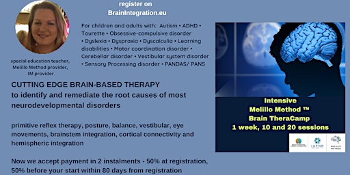 INTENSIVE BRAIN THERACAMP THE MELILLO METHOD    1 week, 20 , 10 sessions primary image