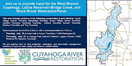 West Branch Cuyahoga, LaDue Reservoir-Bridge Creek, and Black Brook Watershed Plans Open House 2 primary image