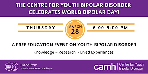 World Bipolar Day Event 2024 with the Centre for Youth Bipolar Disorder primary image