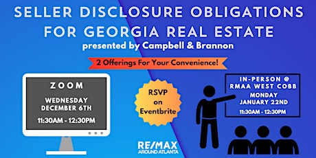 ZOOM | Seller Disclosure Obligations for Georgia Real Estate primary image