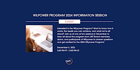 WILpower Program 2024 Information Session primary image