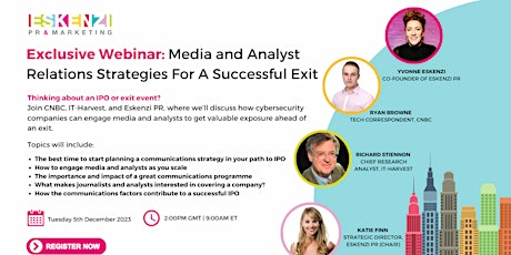 Webinar: Media and Analyst Relations Strategies For A Successful Exit primary image