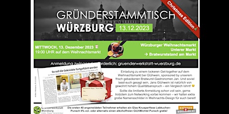 Immagine principale di Gründerstammtisch Würzburg 13. Dezember 2023 - Christmas Edition 