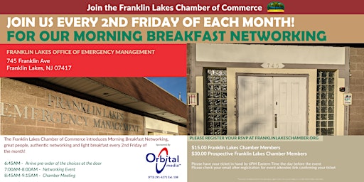 Immagine principale di Monthly Networking Breakfast in Franklin Lakes 