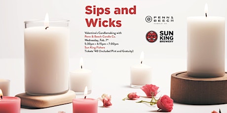 Imagen principal de Valentine's  Sips & Wicks w/ Sun King Fishers and  Penn & Beech Candle Co.