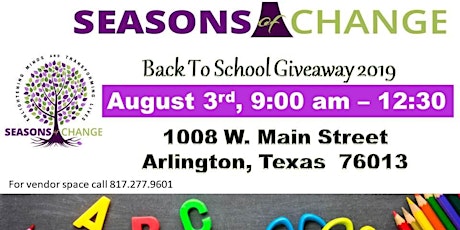 Seasons of Change 8th Annual Back 2 School Giveaway primary image