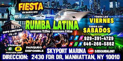 Hauptbild für Fiesta En Barco + Manhattan Ny + INF: 929-391-4729 + Cupo Limitado