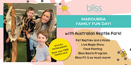 Reptiles, Koala, Face Painting and more at Bliss Maroubra's Family Fun Day! primary image