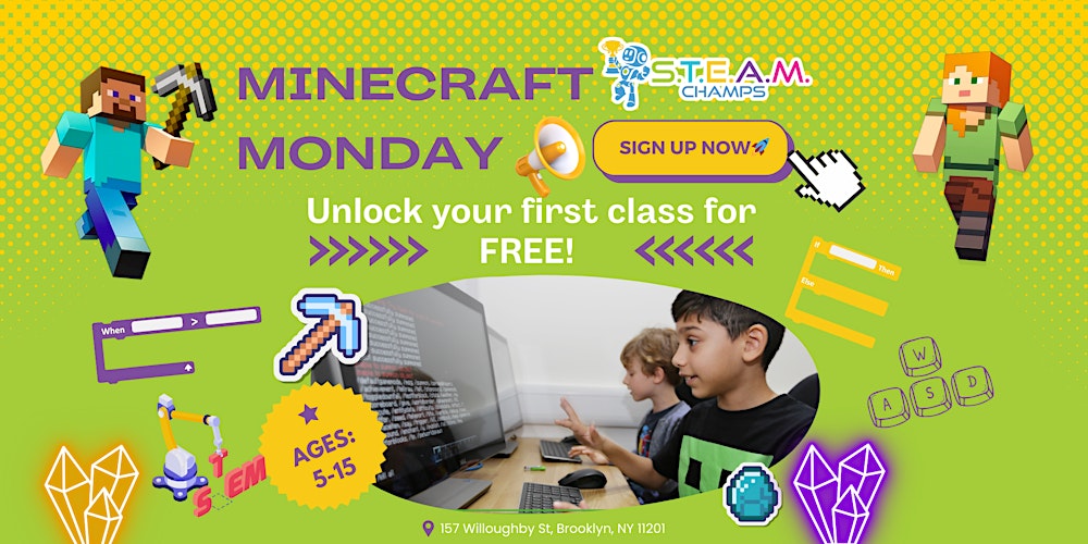 FREE Minecraft Monday at STEAM Champs Tickets, Mon, Dec 11, 2023 at 3:30 PM