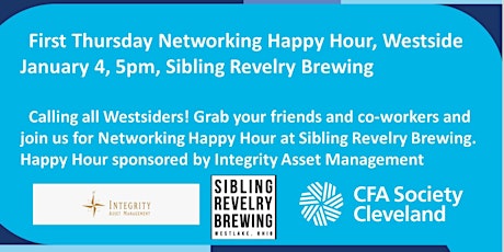 Hauptbild für First Thursday Networking Happy Hour at Sibling Revelry Brewing, Westlake