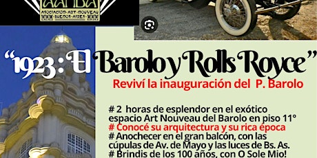 Imagen principal de Centenario del P. BAROLO recorrido histórico, brindis y el Rolls Royce 1923