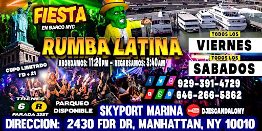 Imagem principal de Rumba Latina En Barco + Manhattan New York + Radio Dj's + Cupo Limitado