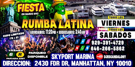 Imagem principal do evento Rumba Latina En Barco + Manhattan New York + Radio Dj's + Cupo Limitado