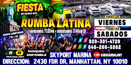 Rumba Latina En Barco + Manhattan New York + Radio Dj's + Cupo Limitado