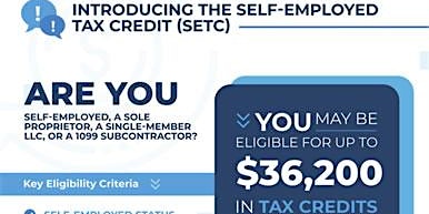 You may be eligible for up to $32,220 Self-Employed Tax Credit (SETC) primary image