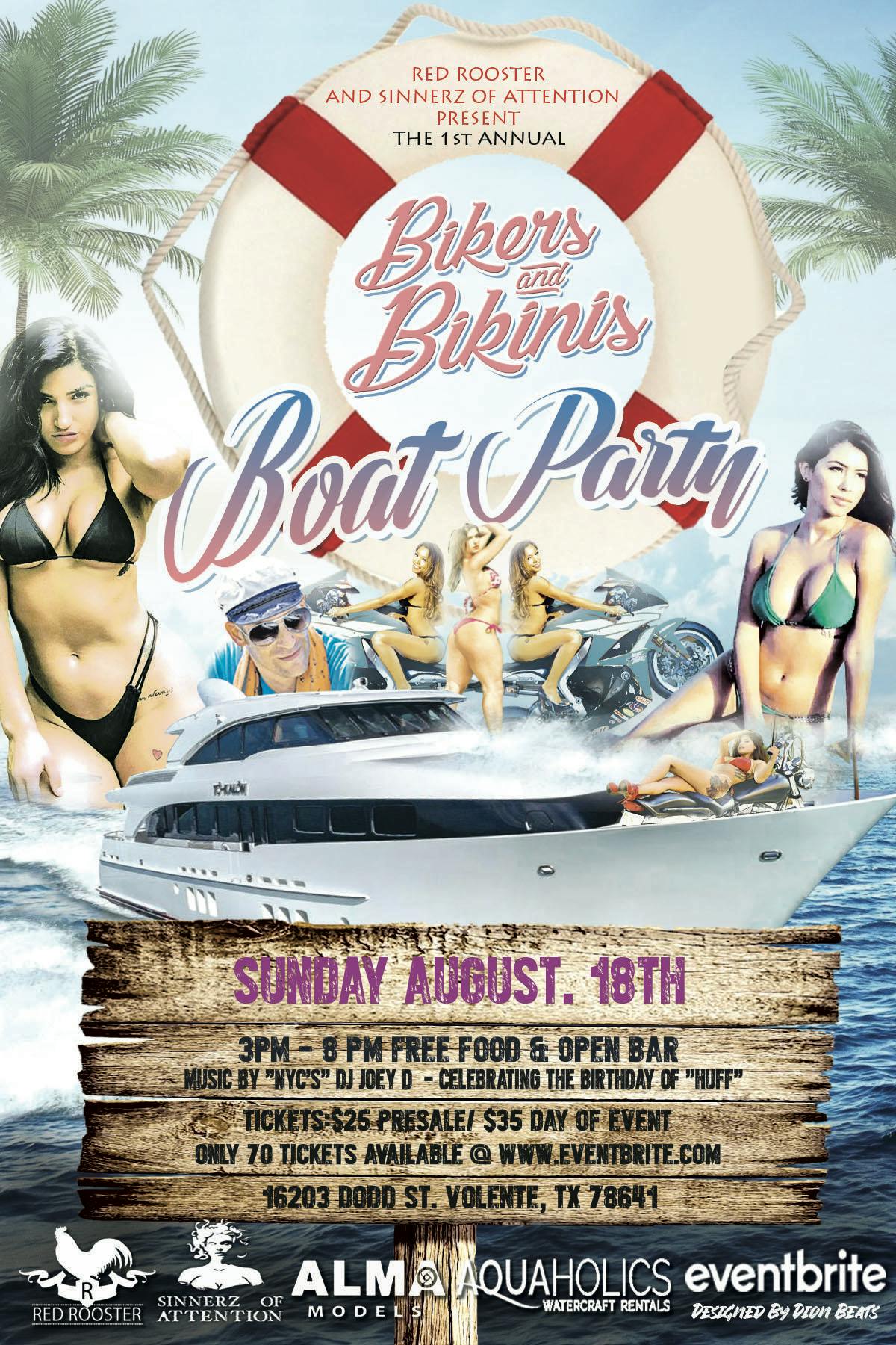 SINNERZ OF ATTENTION AND RED ROOSTER PRESENT BIKERS AND BIKINIS BOAT PARTY