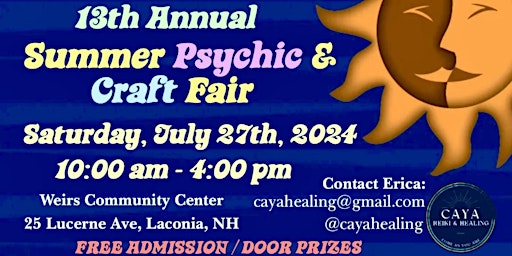 Imagem principal de 13th Annual Summer Psychic & Craft Fair-NOT sold out! FREE event!