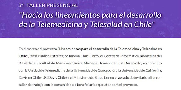 3er Taller Lineamientos para el desarrollo Telemedicina y Telesalud en Chile