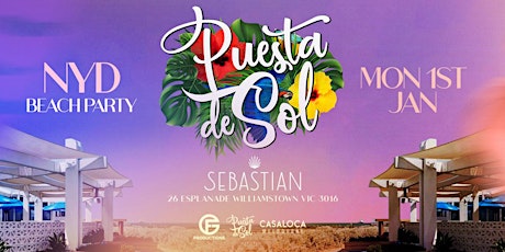 Hauptbild für NYD Puesta De Sol Beach Party | Sebastian Beach Grill & Bar