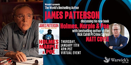 Imagem principal de James Patterson discussing HOLMES, MARPLE & POE w/Matt Coyle