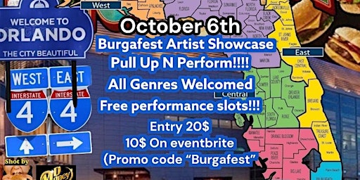 Imagem principal do evento burgafest Artist showcase October 6th (All Genres Welcomed)