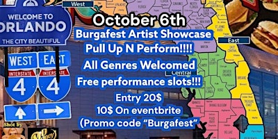 Hauptbild für burgafest Artist showcase October 6th (All Genres Welcomed)