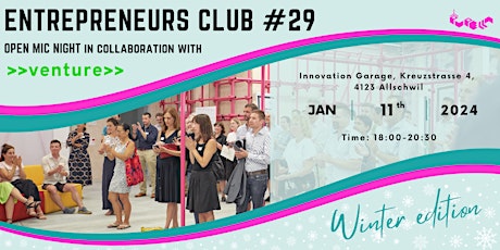 Entrepreneurs Club 29 Winter Edition, Open Mic Night with >>venture>> primary image