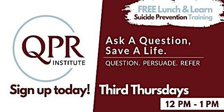 Imagen principal de QPR - Suicide Prevention Gatekeeper Training (Virtual)