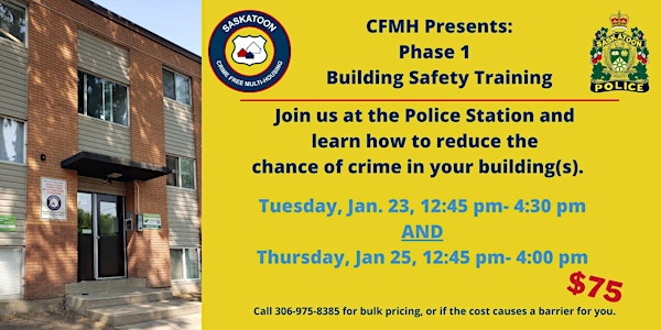 CFMH Phase 1 Building Security Training, afternoons January 23 & 25, 2024