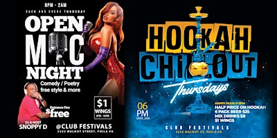 Open Mic and Hookah Chillout Thursdays primary image