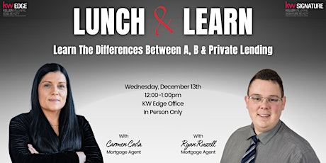 Lunch and Learn: Various Lending Options w/Carmen Costa & Ryan Russell primary image